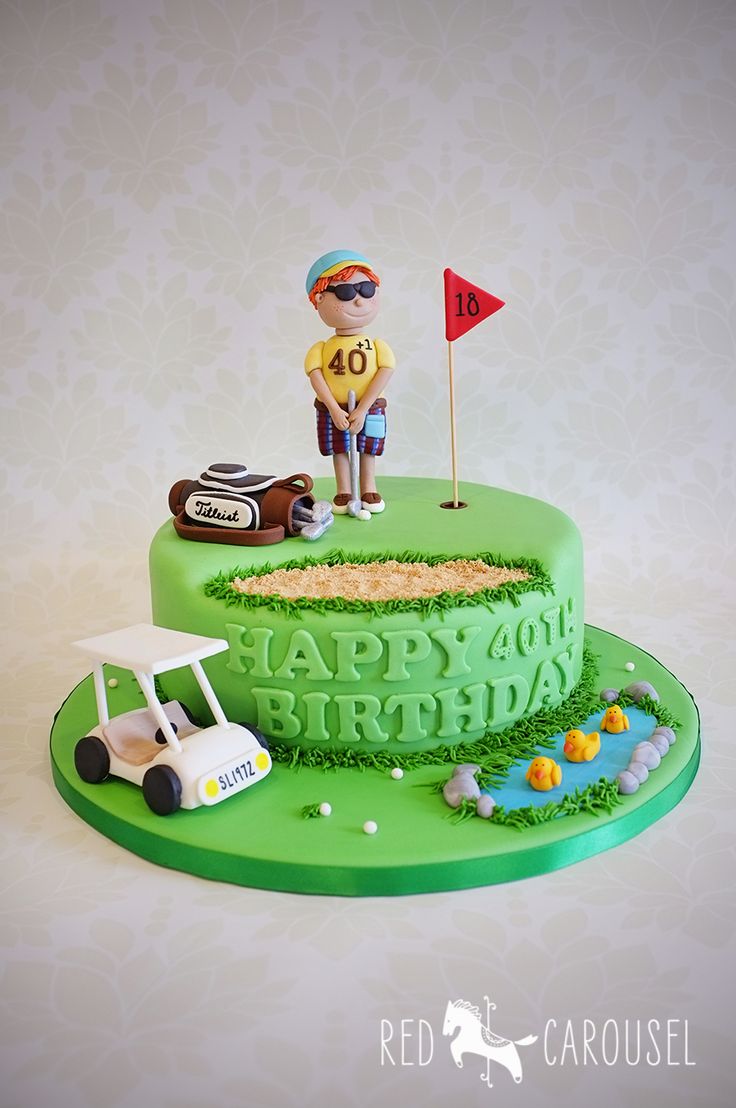 a birthday cake with a golf theme on it