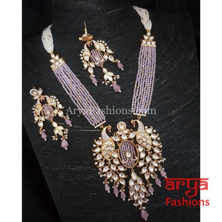 Nargis Mint Green Pacchi Kundan Meenakari Long Necklace Necklace/ Purple Pink/ Indian Bridal Necklace, Kundan Long Necklace, Wedding Jewelery, Pink Statement Necklace, Necklace Ruby, Indian Bridal Jewelry Sets, Pink Ruby, Necklace Purple, Ruby Beads