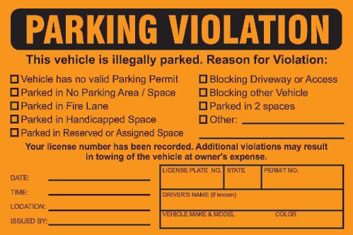 a parking violation sign is shown here