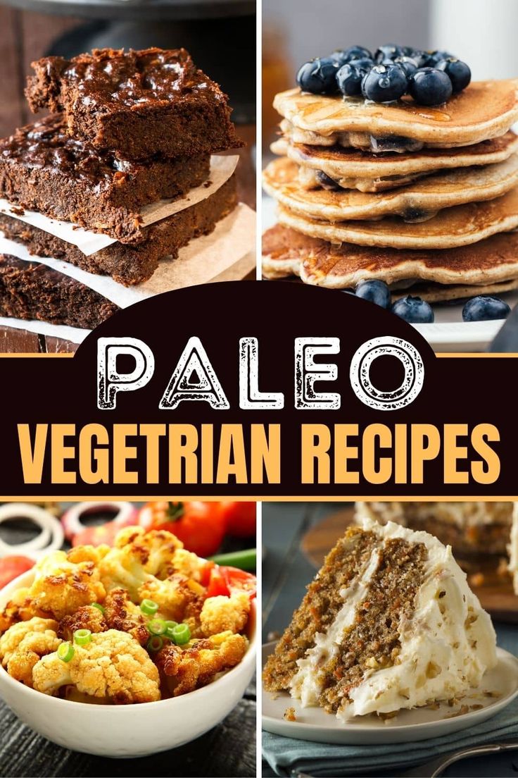 collage of paleo vegetarian recipes with text overlay that reads paleo recipe