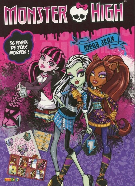 monster high magazine cover with two girls on the front and one girl in the back