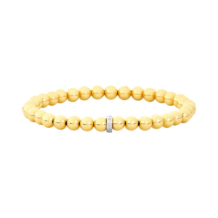 5MM Signature Bracelet with 14K Diamond Rondelle Gold Filled Bracelet with Diamond Luxury Yellow Gold Stackable Beaded Bracelets, Luxury Yellow Gold Bracelet With Gold Beads, Luxury 14k Yellow Gold Beaded Bracelets, Luxury Yellow Gold Bracelets With Beads, Luxury Stackable Yellow Gold Beaded Bracelets, Elegant Yellow Gold Stackable Stretch Bracelet, Luxury Yellow Gold Rondelle Beaded Bracelets, Luxury Rondelle Beaded Bracelets In Yellow Gold, Classic Yellow Gold Bracelets With Gold Beads