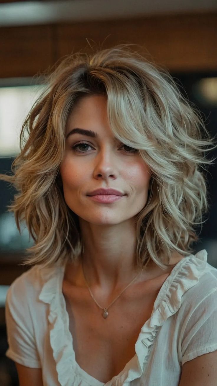 Shoulder Length Hair Hairstyles Ideas, Medium Wolf Haircut, Shoulder Length Layers Haircut, Wavy Hair Short Layers, Flattering Haircuts For Oval Faces, Hair Styles 50 Year Old Women, Haircut With Lots Of Layers, Saved Haircuts, Easy Updos For Shoulder Length Hair