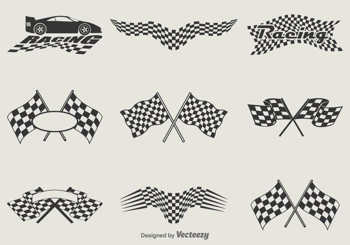 checkered racing flags and emblems