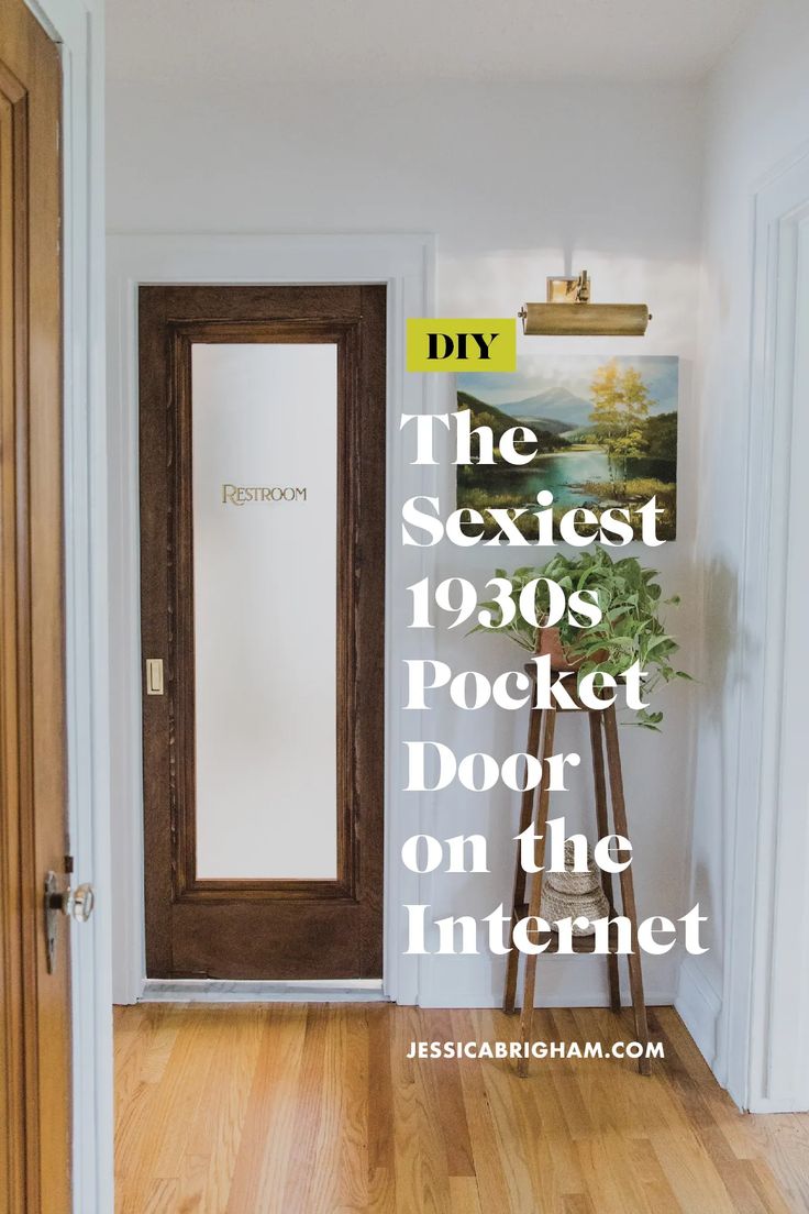 a door with the words diy on it in front of an image of a painting