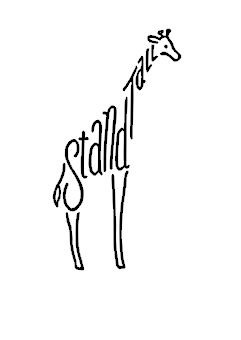 a drawing of a giraffe with the word stand tall on it's side