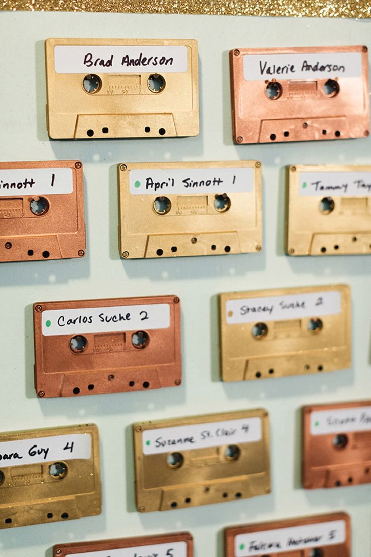 there are many different types of cassettes on the wall