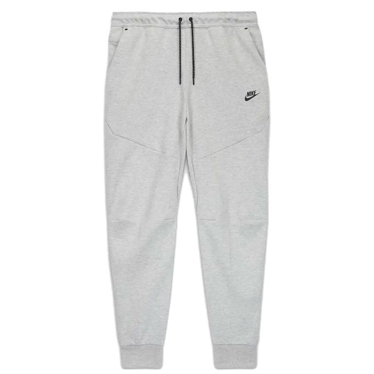 This Nike Tech Fleece Jogger Is A Heavy, Breathable 100% Cotton Fabric. It Is All Heather Grey With A Small And Outstanding Black Nike Logo On The Left Thigh. It Features A Ribbed Waistband With A Black Elasticated Drawstring With Loose Ends. Two Side Pockets Are Available On Both Sides Of The Joggers. An Oversized Side Pocket On The Left Leg Is Enclosed With A Black Zipper. Legs Are Reinforced With Ribbed Knit Cuffs. Nike Tech Gris, Black Hoodie Style, Nike Tech Fleece Men, Nike Sportswear Tech Fleece, Nike Fleece, Nike Tech Fleece, Fleece Sweatpants, Nike Tech, Tech Fleece