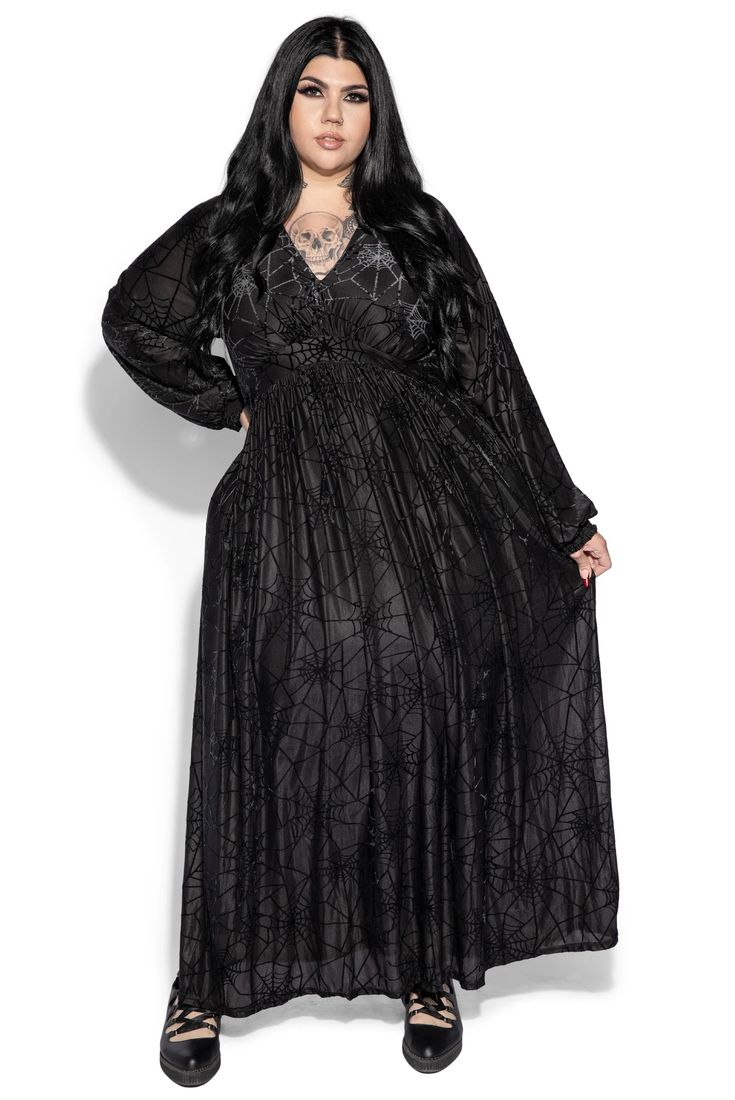 Black Spider Web Maxi Dress – Blackcraft Cult Black Maxi Dress For Fall Festival, Trad Goth Fashion, Witchy Aesthetics, Blackcraft Cult, Gothic Baby, Witchy Fashion, Vintage Goth, Black Spider, Closet Goals