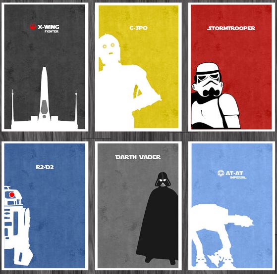 star wars minimalist poster series featuring darth vader and c - 3po