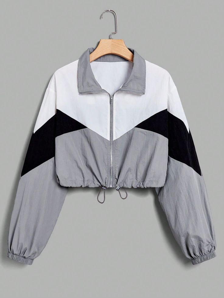 Colorblock Windbreaker, Cropped Windbreaker, Windbreaker Jacket Women, Fashion Things, Fashion Queen, Women Jackets, Fall Essentials, Dresses Kids Girl, Jacket Design