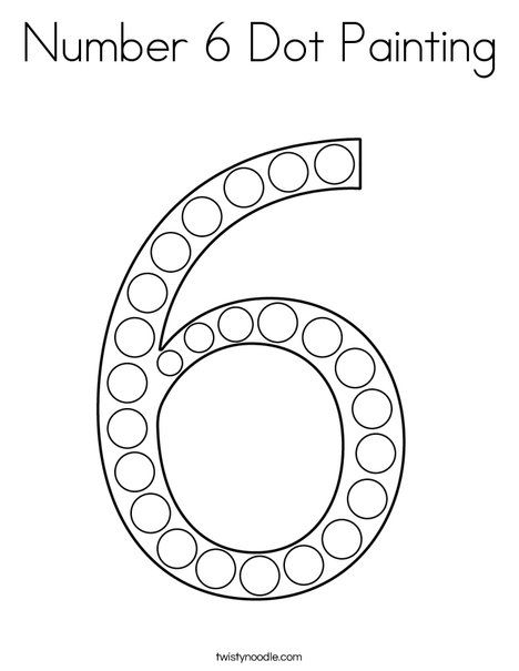 the number 6 dot painting coloring page