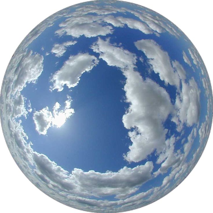 an image of the sky and clouds in a glass ball ornament on a white background