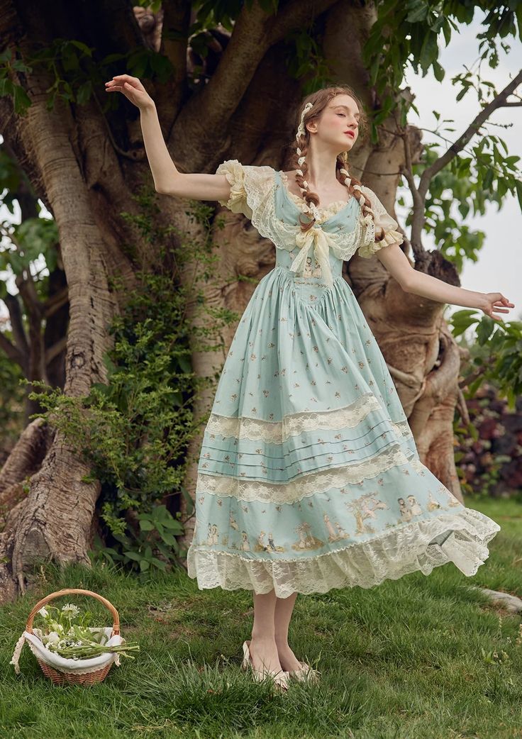 Woodland Fairy Dress Fairy Core Aesthetic Dress, Fairy Core Dress, Puff Sleeve Long Dress, Dress Wishlist, Reception Theme, Cottage Dress, Sleeve Long Dress, Dress Cottagecore, Woodland Fairy