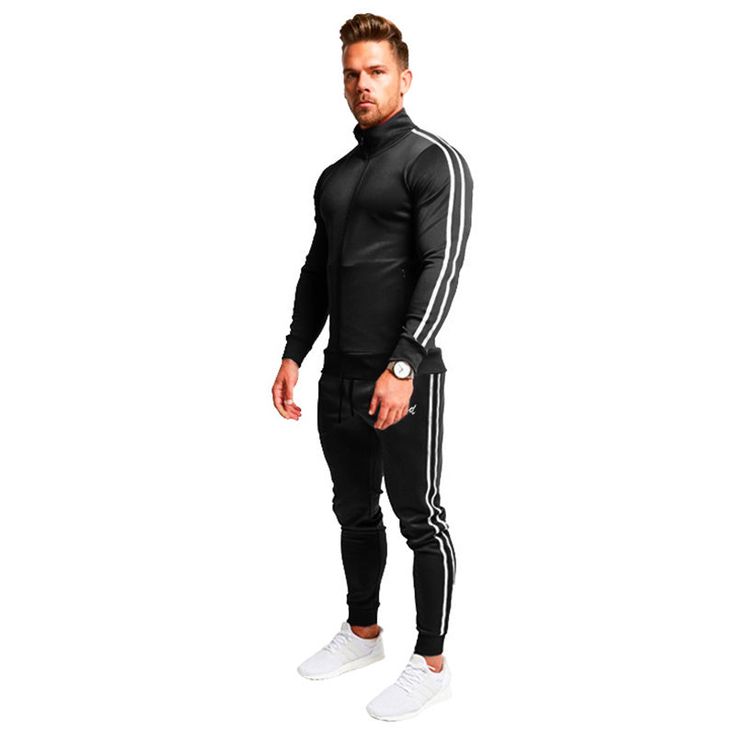 Men's sports suits-Aria Doejay Casual Workout Sets For Winter, Winter Sportswear Set With Long Sleeves, Winter Long Sleeve Sportswear Sets, Black Moisture-wicking Track Jacket For Streetwear, Winter Workout Athleisure Sets, Long Sleeve Sets For Streetwear In Winter, Functional Fitted Tracksuit For Jogging, Winter Gym Sets With Long Sleeves, Black Hooded Tracksuit For Gym