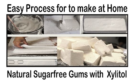 several pictures showing how to make natural sugarfree gums with xylitol