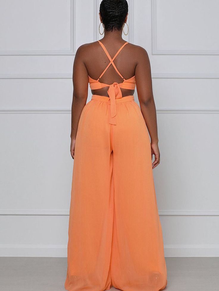 Material: Chiffon. 91-99% Polyester & Spandex. Features: Sleeveless. halter. solid color. v-neck. backless. tie-up. high waist. ruched. floor-length. wide-leg pants. loose one-piece romper.Style: Casual Please wait a sec and do not leave this page Edit NowReplace MergerClose Loose Romper, Wide Leg Jumpsuits, Super Cute Outfits, Boho Swimwear, Jumpsuit Dressy, Lace Formal Dress, Jumpsuit Elegant, Split Maxi Dress, Clubwear Dresses