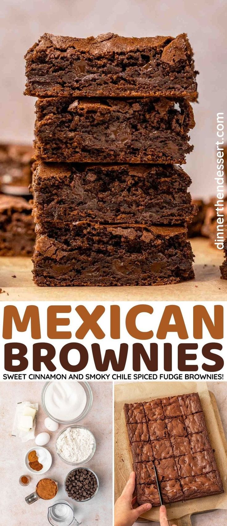 mexican brownies are stacked on top of each other and ready to be cut into pieces