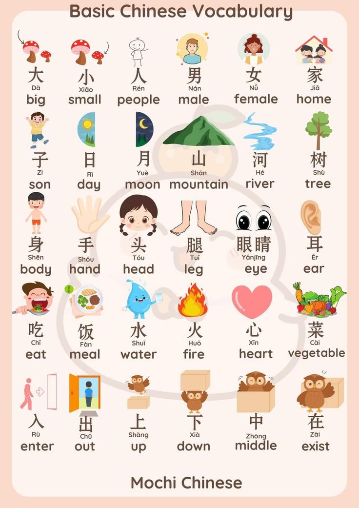 the basic chinese words and their meanings are shown in this poster, which shows how to use