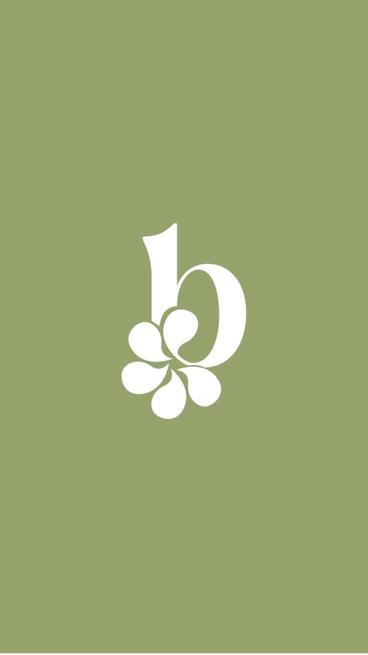 the letter d is made up of three leaves and two flowers, with one green background