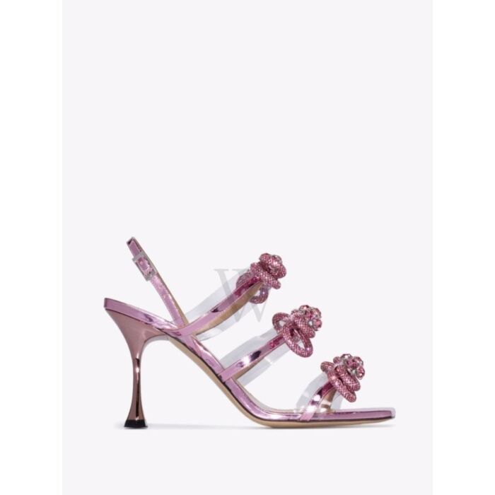 Mach & Mach Ladies Sandals. SKU: SS22-0404. Color: Pink. Shoe Style: Slingbacks. Mach & Mach Triple Bow Crystal 95 Leather Slingback Sandals. With their striking pink color, sculpted 95 mm heels, and signature triple bow crystal embellishments, they seem perfect for making a statement at a special event. The open squared toe adds a modern touch, while the adjustable strap with a buckle fastening ensures a secure and comfortable fit. Made in Italy, these sandals combine luxury craftsmanship with chic design. Made in Italy. Please visit the brand website for sizing information. Ladies Sandals, Brand Website, Versace Watch, Slingback Sandals, Cheap Gifts, Denim Shoes, Slingbacks, Fragrance Gift Set, Crossbody Messenger Bag