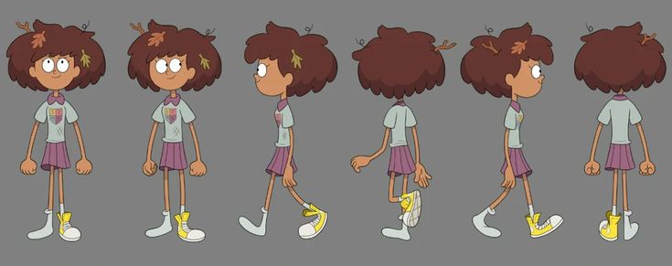 an animation character with different hair styles