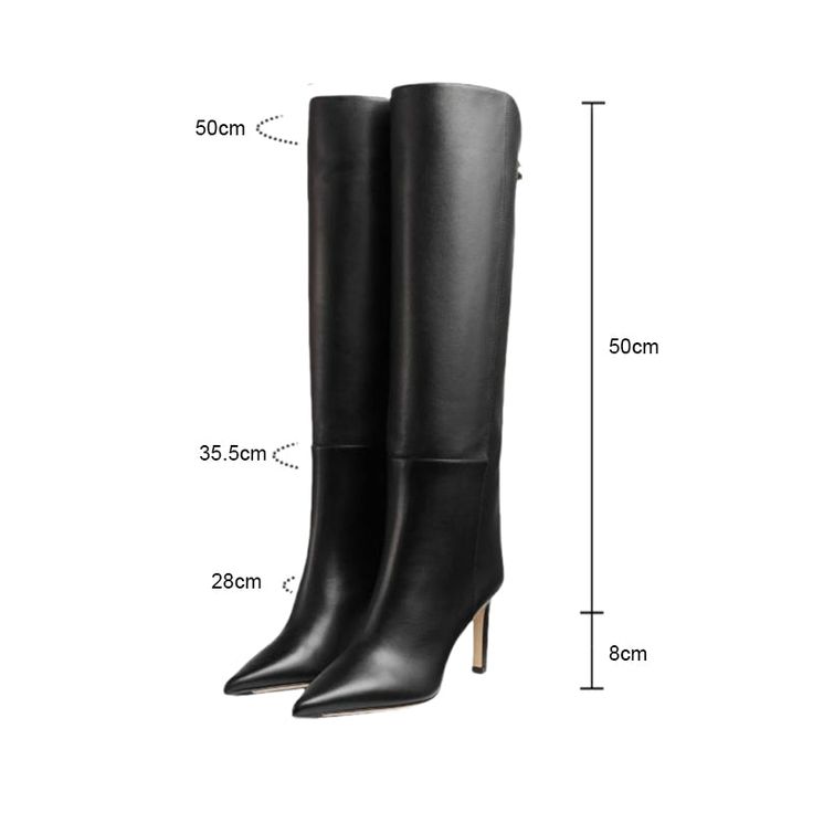 Introducing the LuxeLeather High Heel Long Boots, a symbol of elegance and sophistication. Crafted with precision, these boots feature a sleek heel type and high-quality PU material for durability and a luxurious feel. With a knee-high boot height and timeless solid pattern, these boots exude confidence and grace. Slip into these boots effortlessly and elevate your style game today. Classic High Heel Knee-high Boots For Office, Elegant Platform Boots With Pointed Toe For Business, Classic High Shaft Boots For Office, Classic High Heel Platform Boots For Work, Classic High Shaft Heeled Boots For Office, Classic High Heel Wide Calf Boots, Elegant Leather High Shaft Platform Boots, Classic High Heel Knee-high Boots, Classic Knee-high Boots With High Heel