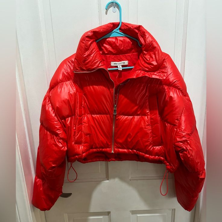 New Xs, Red, Cropped, Puff Jacket. Never Worn, No Tags. Casual Red Puffer Jacket For Cold Weather, Red Puffer Jacket With Pockets For Cold Weather, Red Puffer Jacket For Fall, Red Puffer Outerwear For Fall, Red Fall Puffer Jacket, Casual Red Puffer Outerwear, Red Puffer Outerwear For Cold Weather, Red Winter Puffer Outerwear, Red Casual Puffer Jacket For Spring