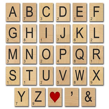 scrabble tiles with letters and numbers arranged in the shape of a heart photo