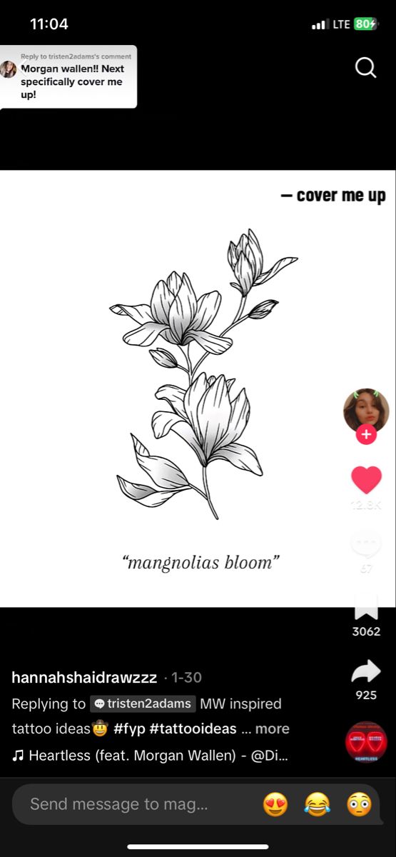 an instagram page with flowers and text on the bottom right corner, which reads'cover me up '