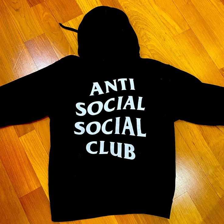 Never Worn, Brand New, Perfect Sweatshirt To Go With Anything Black Cotton Hoodie With Logo Print, Black Urban Sweatshirt With Branding, Urban Black Sweatshirt With Branding, Black Letter Print T-shirt For Winter, Black Tops With Branding For Fall, Assc Hoodie, Leopard Hoodie, Anti Social Social Club, Floral Hoodie