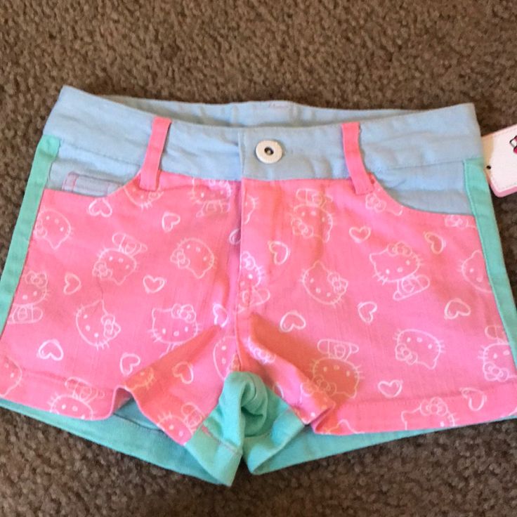 Nwt Cute Multi Colored Hello Kitty Stretch Shorts For Toddler Girl. Size Xs Cute Cotton Bottoms For School, Cute Cotton School Bottoms, Pink Cotton School Bottoms, Pink Short Bottoms For Playwear, Cute Hello Kitty Print Bottoms, Cute Fitted Bottoms, Cute Pink Bottoms For Playtime, Pink Stretch Shorts For Playwear, Stretch Pink Shorts For Playwear