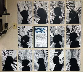 several black and white silhouettes on a bulletin board