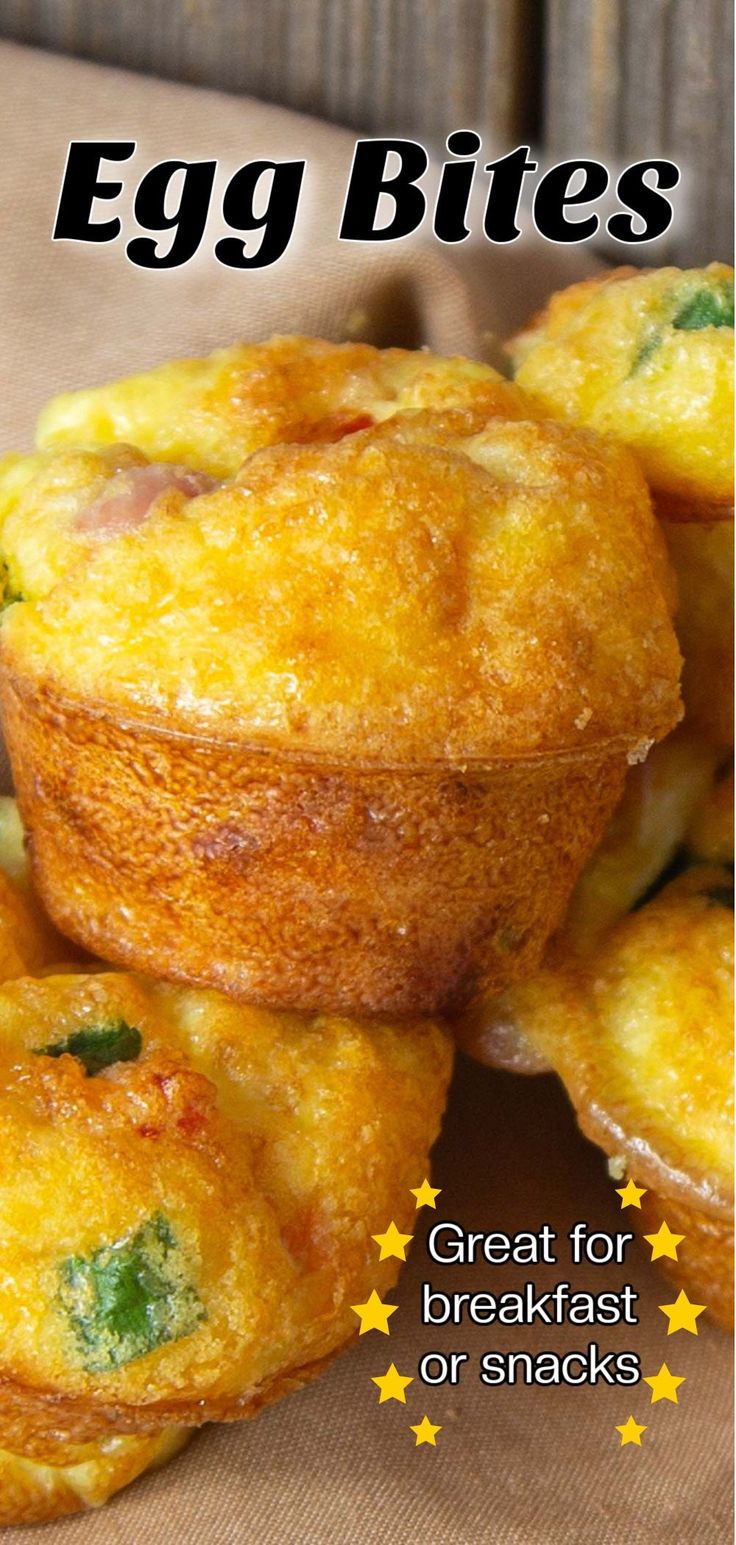 the cover of egg bites magazine features muffins with cheese and spinach on top