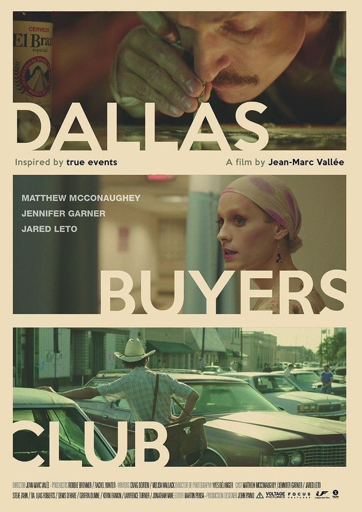 the movie poster for dallas and buyer's club is shown in three different colors