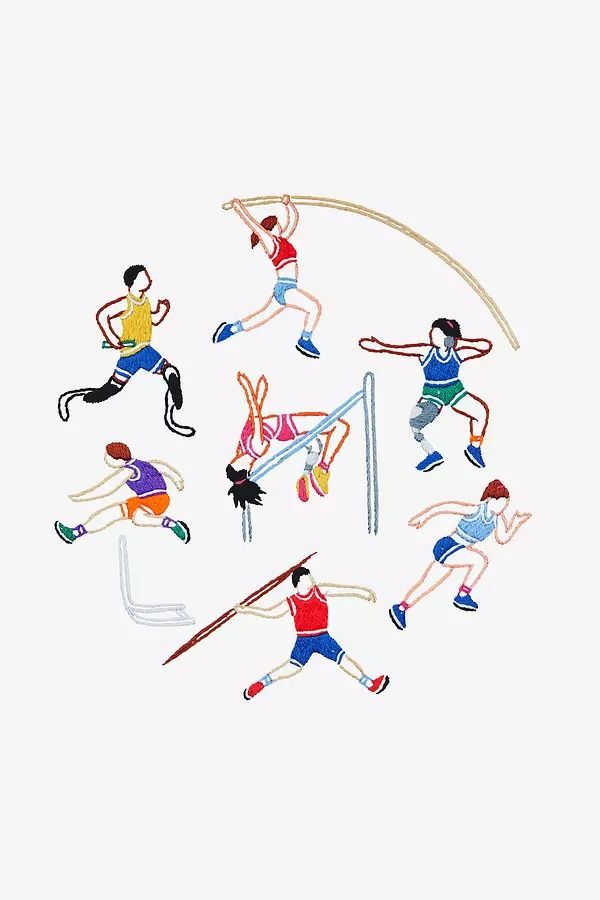 an artistic drawing of people playing volleyball