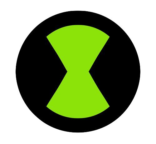 a black and green icon with an x in the middle on a white back ground