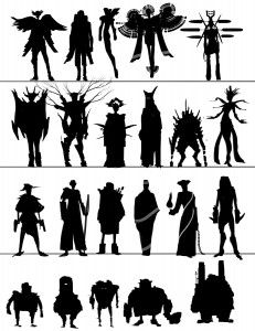 several silhouettes of people in different poses