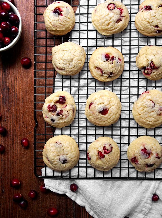 fresh cranberry cookies cooling on a wire rack