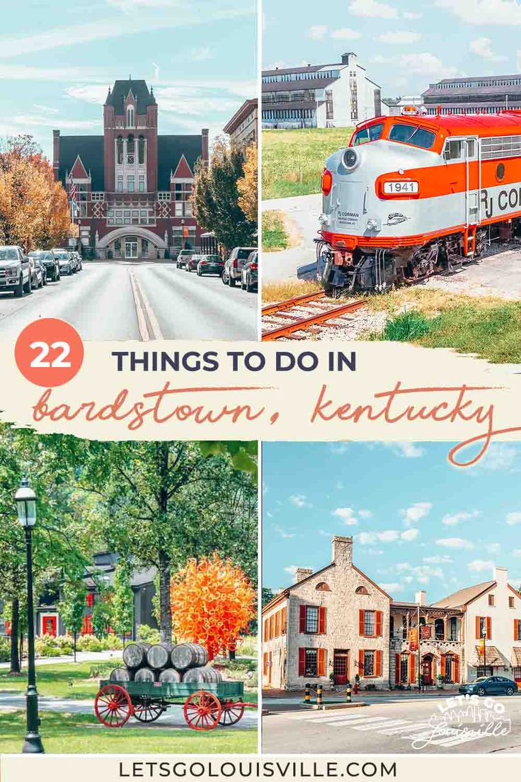 the top things to do in barnstown, kentucky with pictures of buildings and train tracks