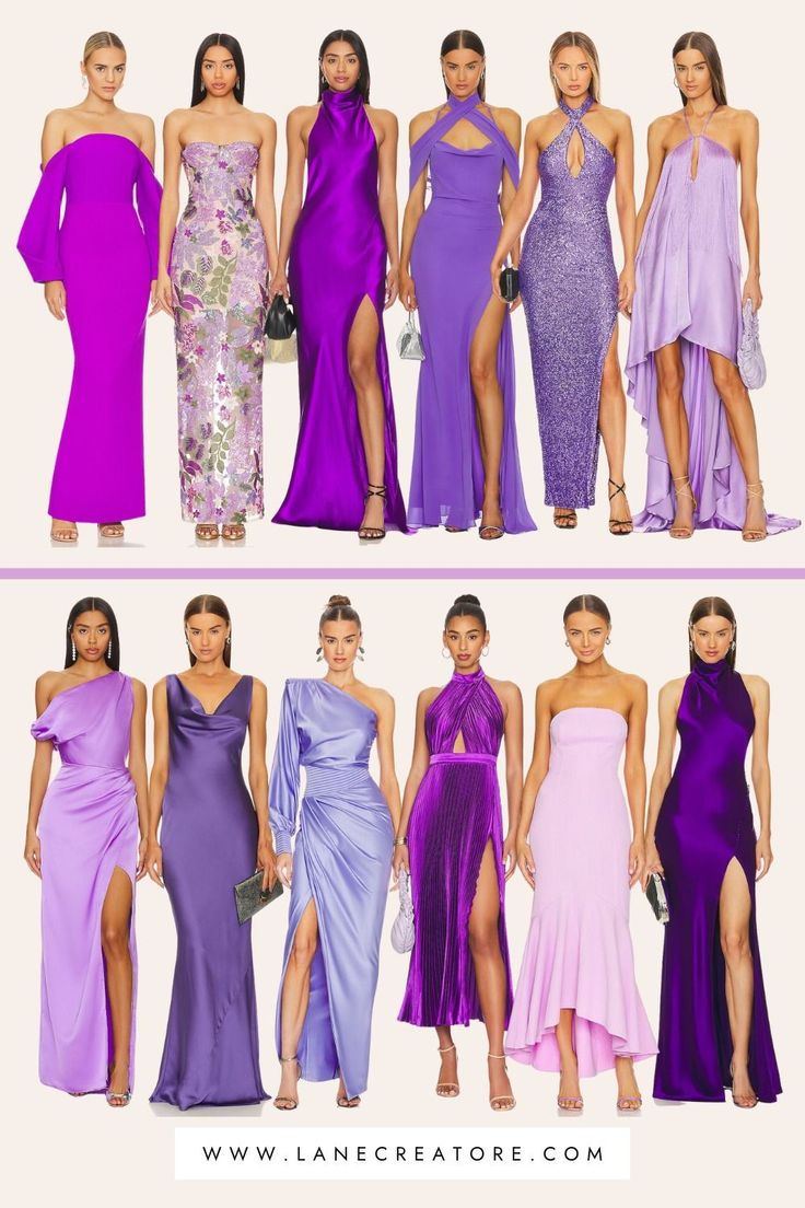 several different types of dresses with high slits