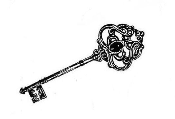 a drawing of a key that is attached to a chain