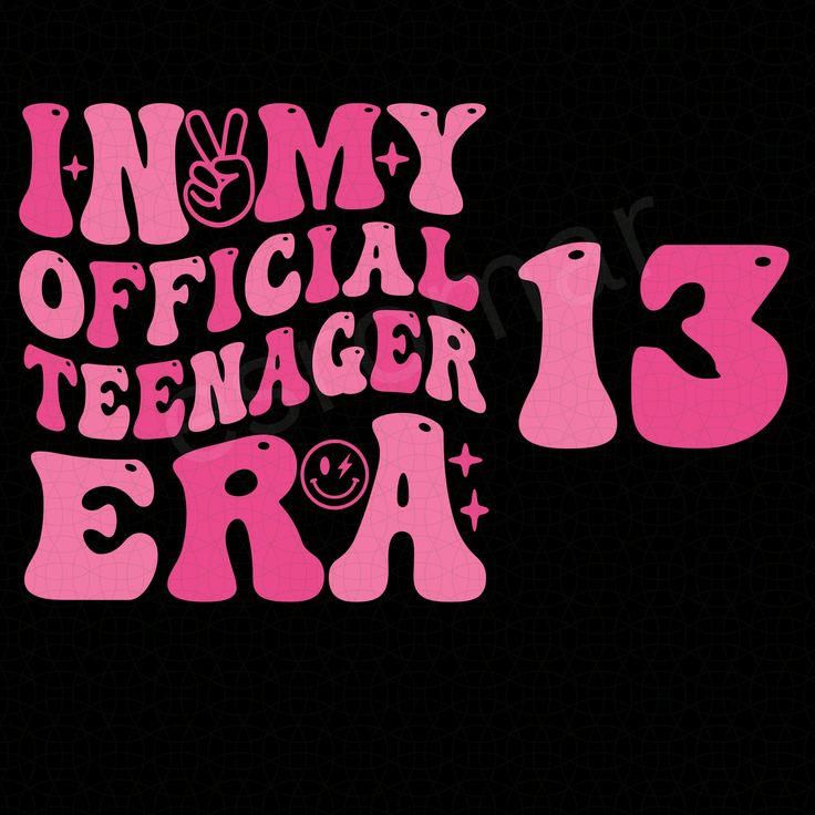 i'm my official teenager is era t - shirt in pink on black background