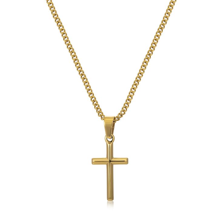 Featuring the classic cross pendant, this mens necklace represents God's love for the human.

Material: Stainless Steel

Color: Gold

Free Packaging: Comes with an instruction booklet, a gift card and a velvet gift box.

Free Shipping: 2-5 workdays for delivery.

Customized Service: Words and patterns. Requires extra 7 workdays for delivery.

After-sales Service: murtoo.service1@gmail.com

Tips: It can be worn for sleeping and bathing. No contact with sea water. Classic Cross Pendant Necklace As Gift, No Contact, Mens Necklace, Instructions Booklet, Sea Water, Men's Necklace, Chain Lengths, Cross Pendant, Chain Length