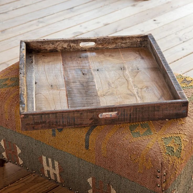 LARGE PRIMITIVE WOODEN TRAY Primitive Colors, Reclaimed Wood Tray, Fence Pickets, Rustic Tray, Tray With Handles, Wood Wall Shelf, Amber Glass Bottles, Glass Pumpkins, Iron Handles