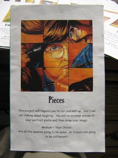 a piece of paper with an image of two people and the words pieces on it