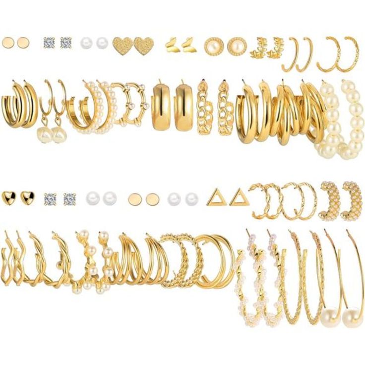 *Earingings For Women Set:This Women Earrings Set Includes 36 Pairs Different Styles Earrings, Such As Kinds Of Different Stylish Chunky Hoop Earrings, Triple Earrings, Heart Earrings, Pearl Earrings, Kink Earrings, Gold Hoop Earrings And Stud Earrings, With Different Shapes And Styles, Which Will Make You Stand Out Every Day. *Gold Earring Seta Pair Of Fashion Earrings Weigh Only About 1.5g-5.5g, Lightweight And Comfortable To Wear. Each Packing Including 9pairs Gold Hoop Earrings, Diameter:11m Triple Earrings, Gold Earrings Set, Pearl Earring Set, Earrings Gold Hoop, Chunky Hoop Earrings, Earrings Heart, Hoop Earring Sets, Women Earrings, Pearl Hoop Earrings