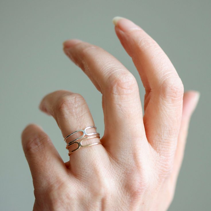 A delicate layered, stacking ring with lovely subtle hammered texture for additional dimension and shine. Available in sterling silver and 14k gold fill. Sold individually. Sizes 5-9. Half sizes available by request. All Rebecca Haas Jewelry is handcrafted by me in my Southern Vermont Studio from recycled and ethically sourced materials. Stacking Ring, Stacking Rings, Vermont, Gold Filled, Texture, Sterling Silver, Ring, Silver, Gold