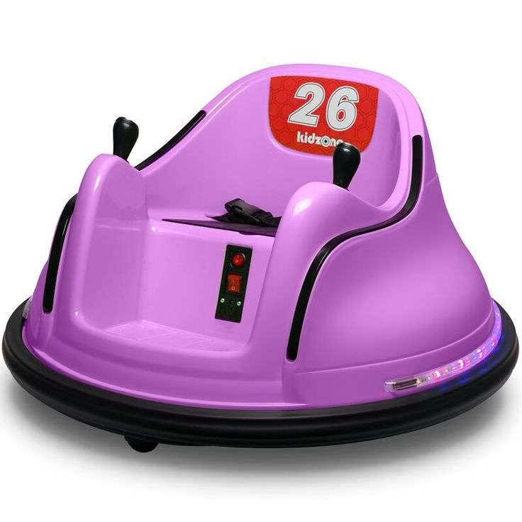 a purple bumper car with the number 26 on it