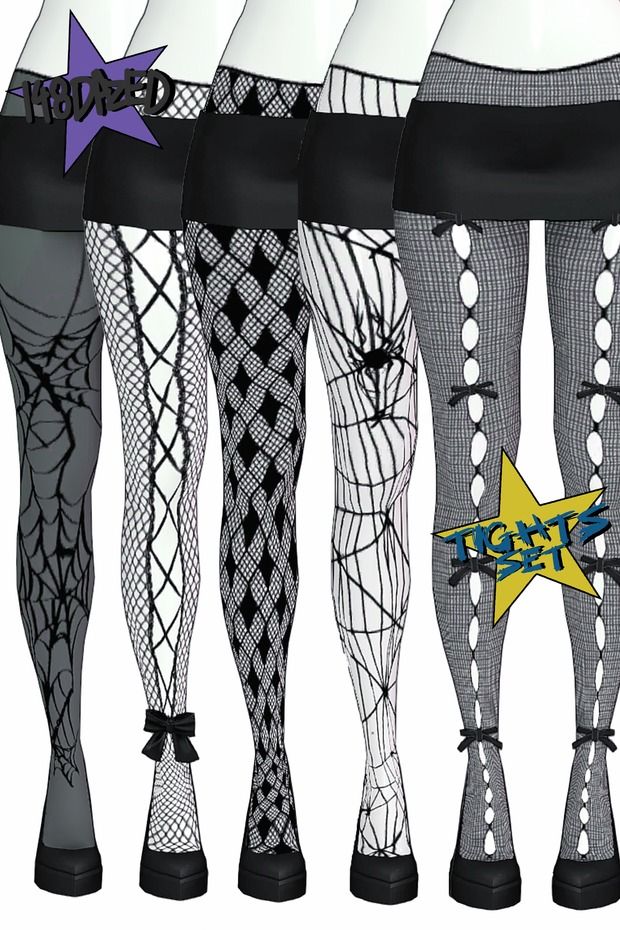 four pairs of women's fishnet stockings with stars on them